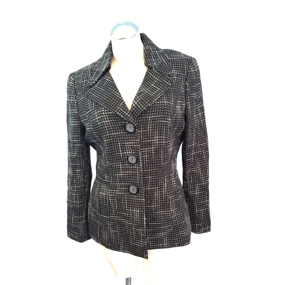 Studio Tahari Size 12 Black White Blazer